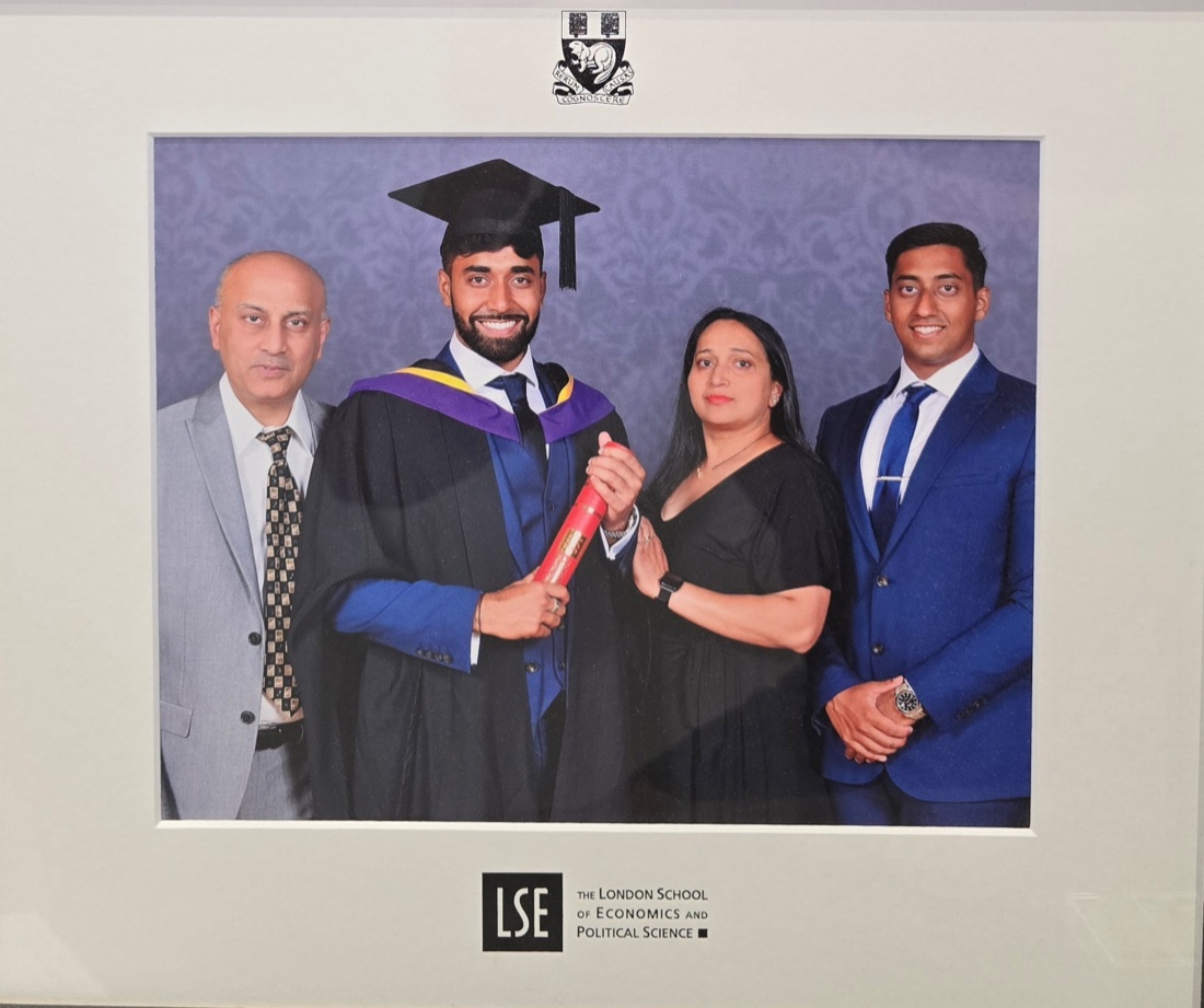 Dilan Patel graduating first-class from the LSE